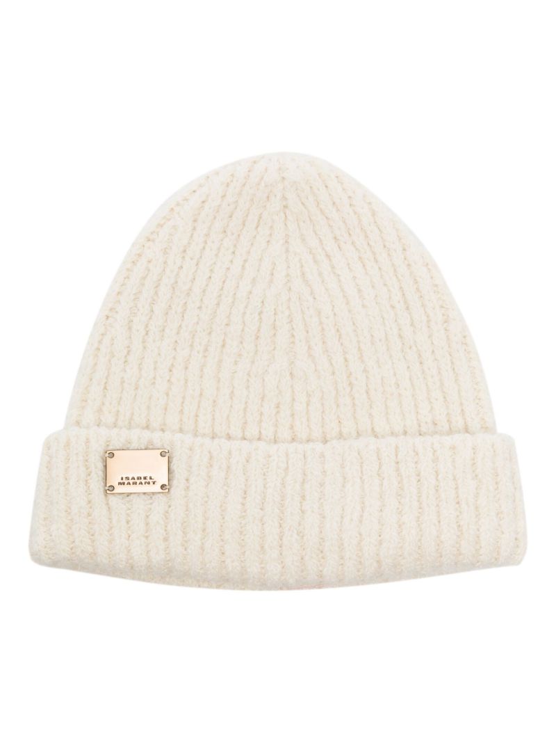 Neutral Kelia Ribbed-knit Beanie Hat