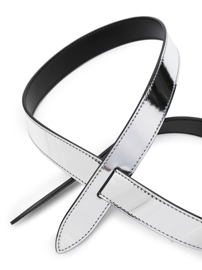 Silver-tone Lecce Metallic Leather Belt