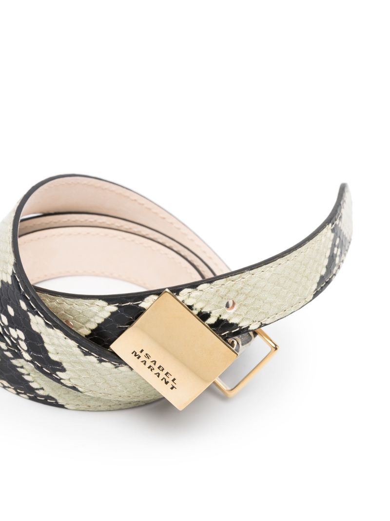 Neutral Lowell Snakeskin-print Leather Belt