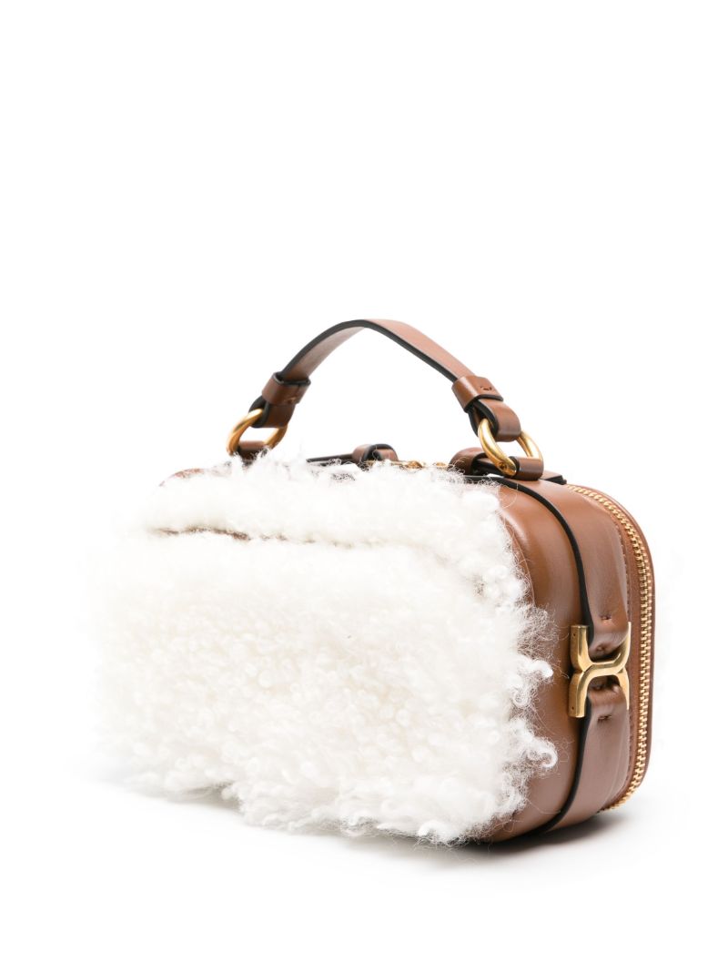 White Marcie Shearling Camera Bag