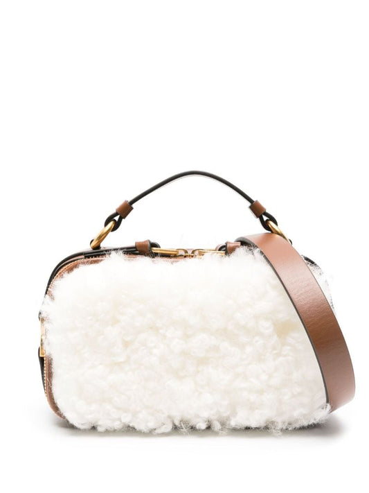 White Marcie Shearling Camera Bag