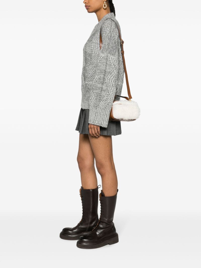 White Marcie Shearling Camera Bag
