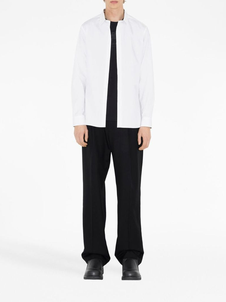 White Point-collar Cotton Shirt