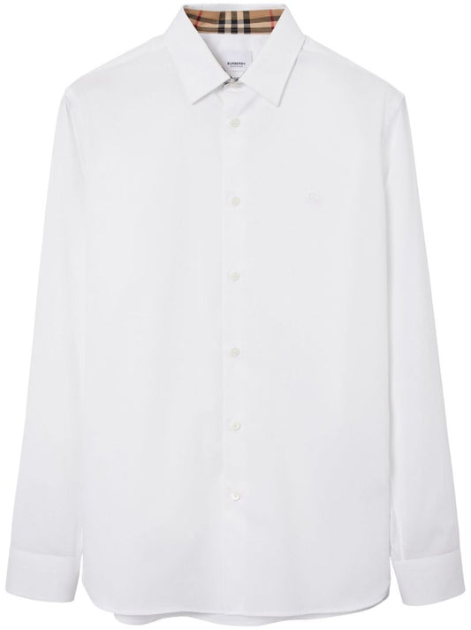 White Point-collar Cotton Shirt
