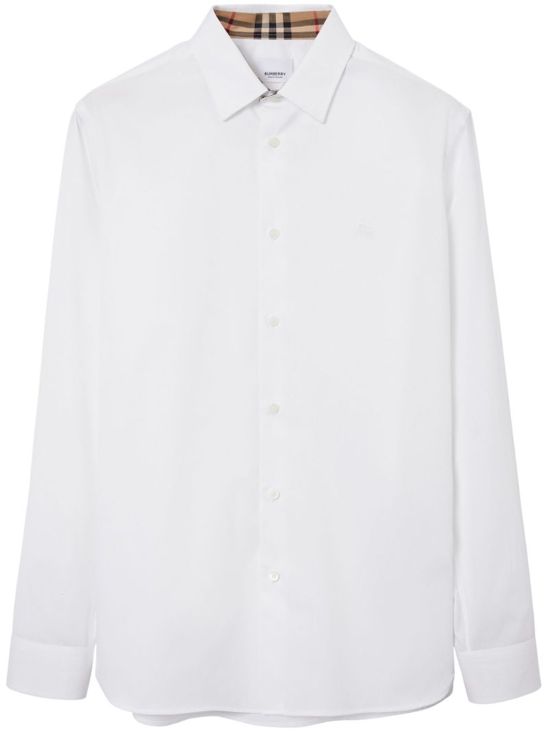 White Point-collar Cotton Shirt