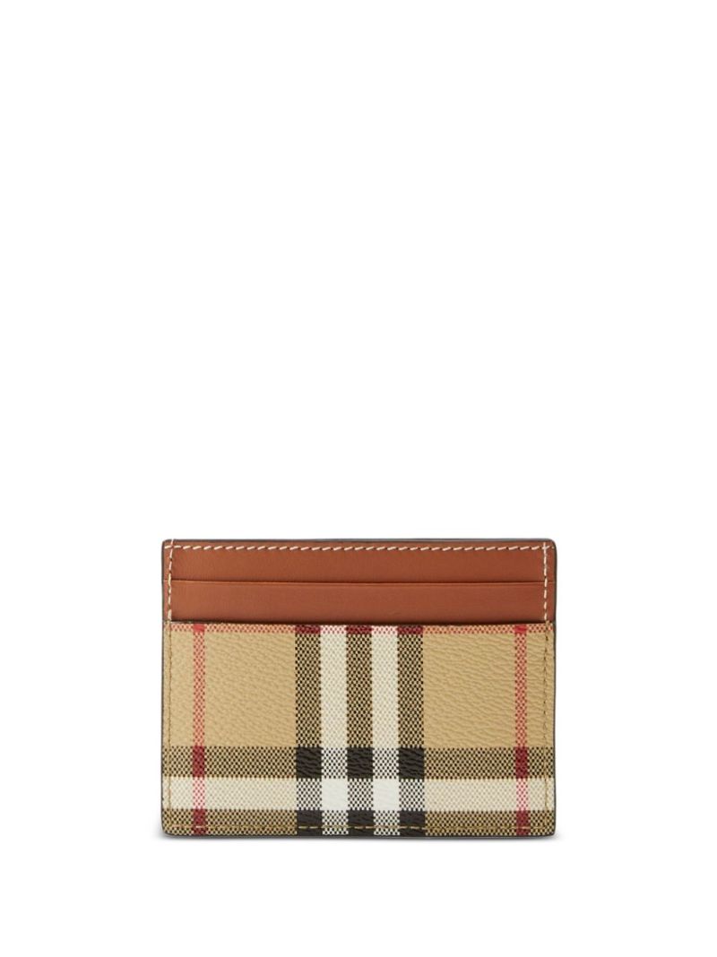 Neutral Check and Leather Card Case