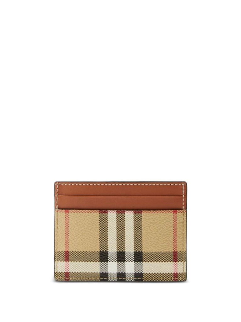 Neutral Check and Leather Card Case