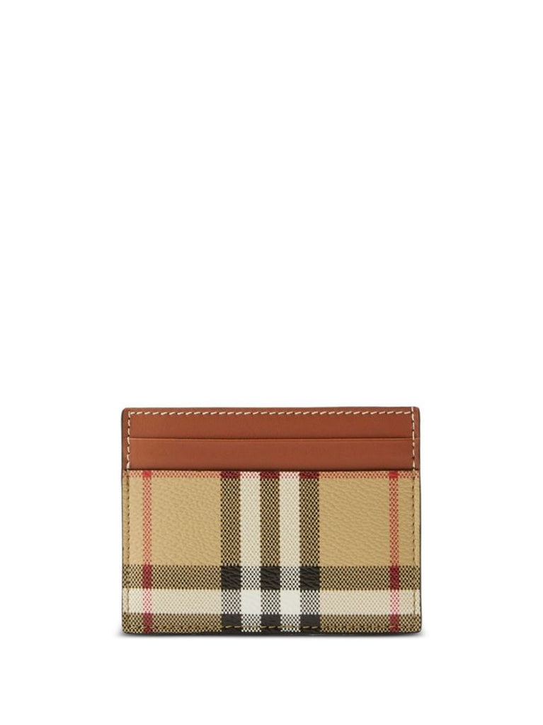 Neutral Check and Leather Card Case