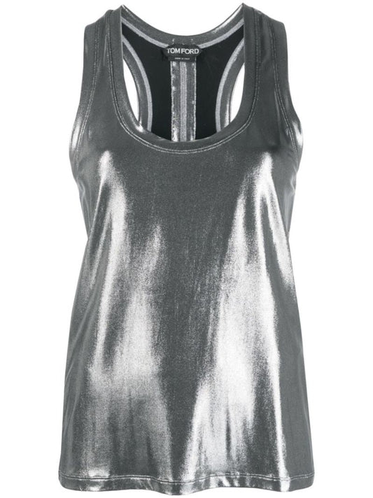 Silver-tone Metallic Tank Top