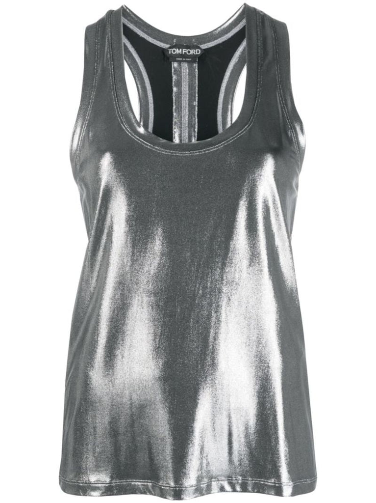Silver-tone Metallic Tank Top