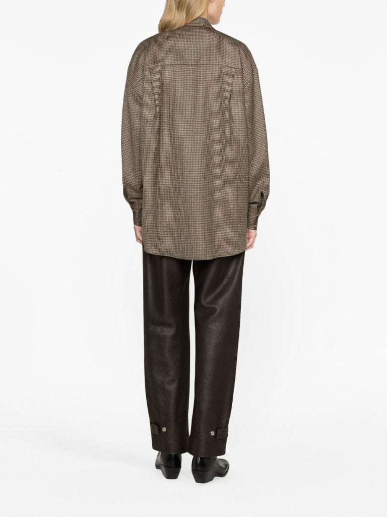 Brown Houndstooth Print Shirt