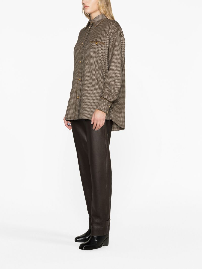 Brown Houndstooth Print Shirt
