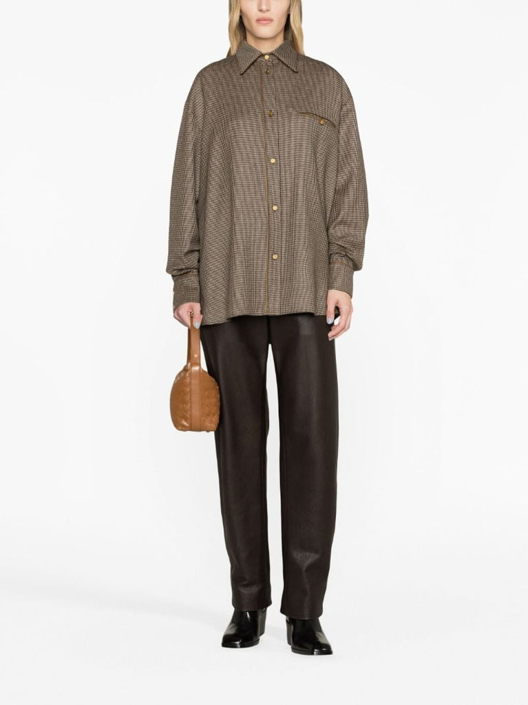 Brown Houndstooth Print Shirt
