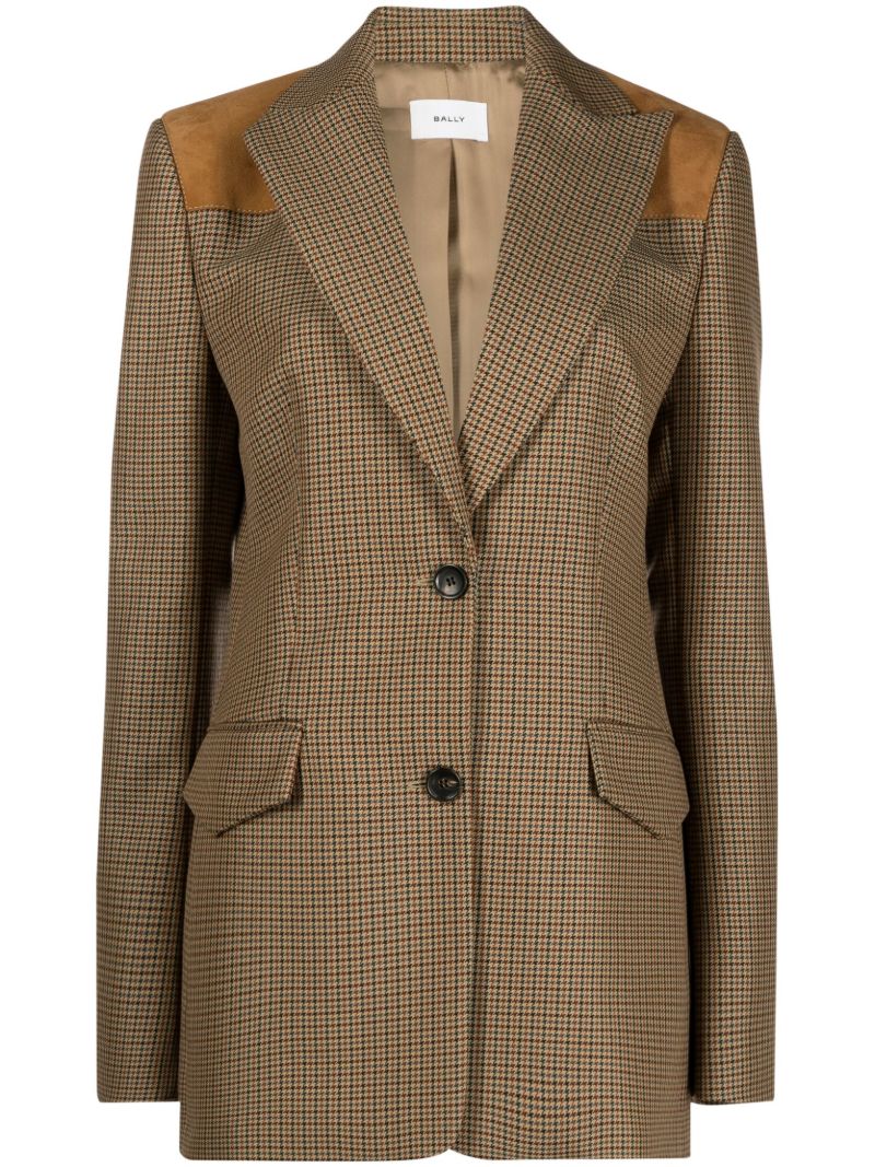 Brown Check Print Single-breasted Blazer