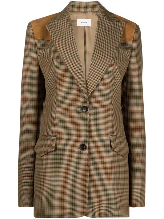 Brown Check Print Single-breasted Blazer