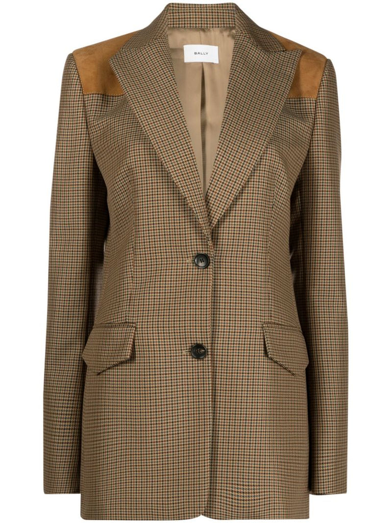 Brown Check Print Single-breasted Blazer