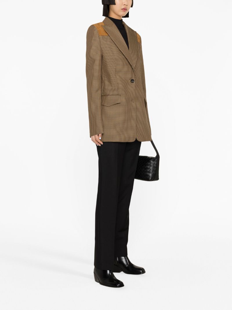 Brown Check Print Single-breasted Blazer