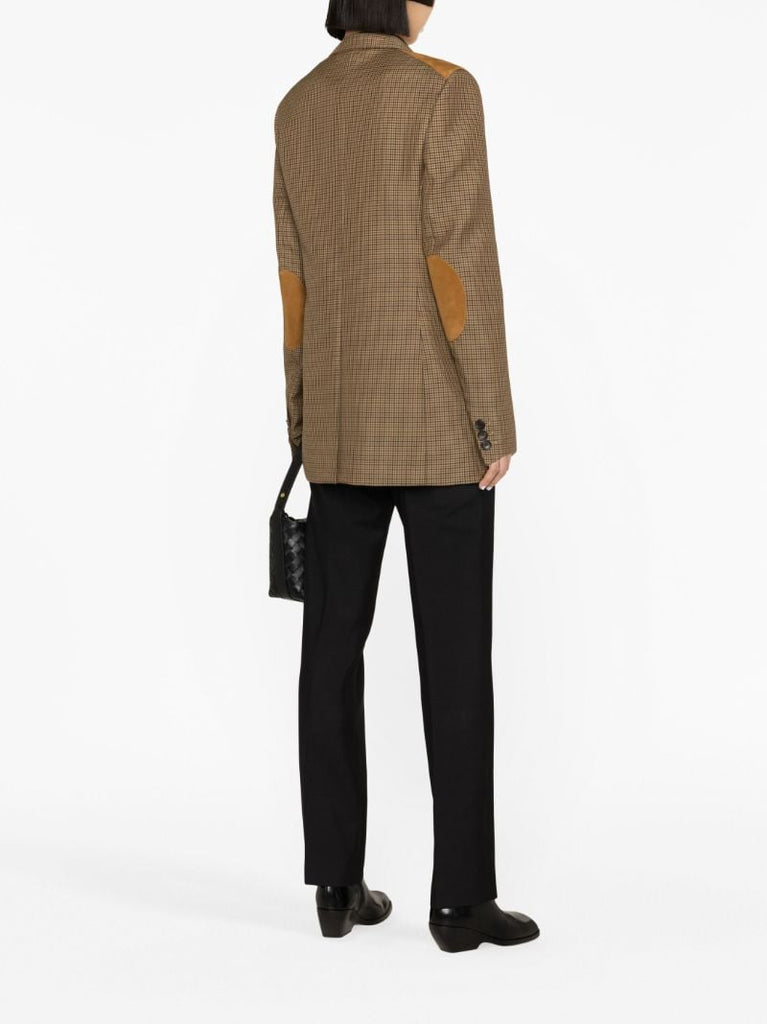 Brown Check Print Single-breasted Blazer