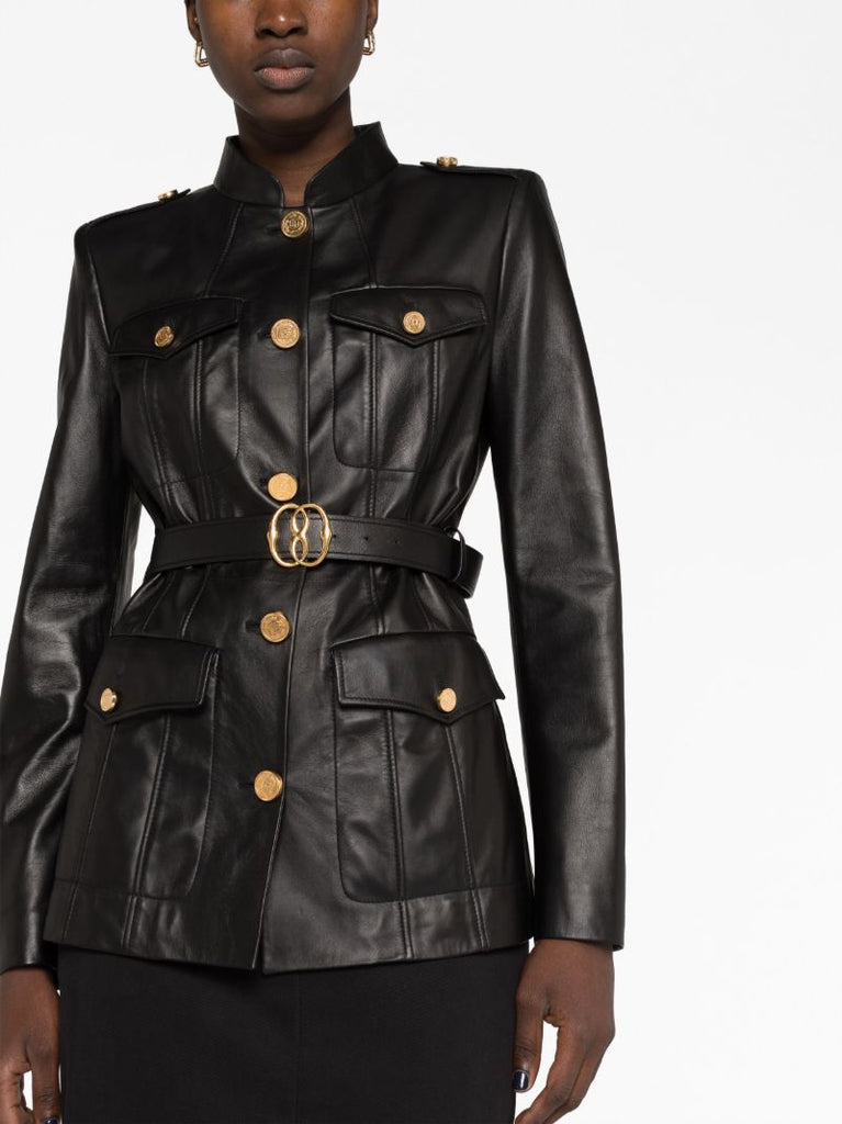 Black Belted Leather Jacket