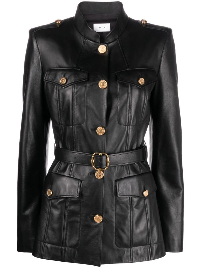 Black Belted Leather Jacket