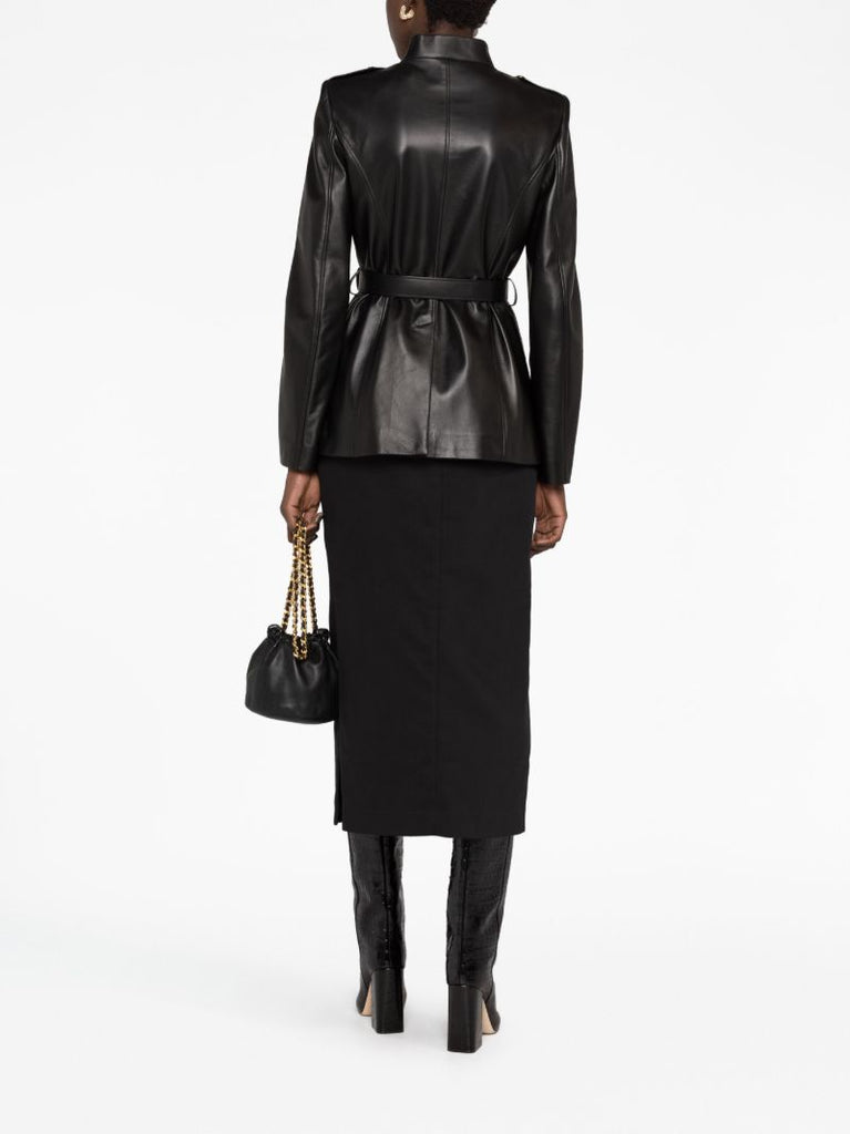 Black Belted Leather Jacket