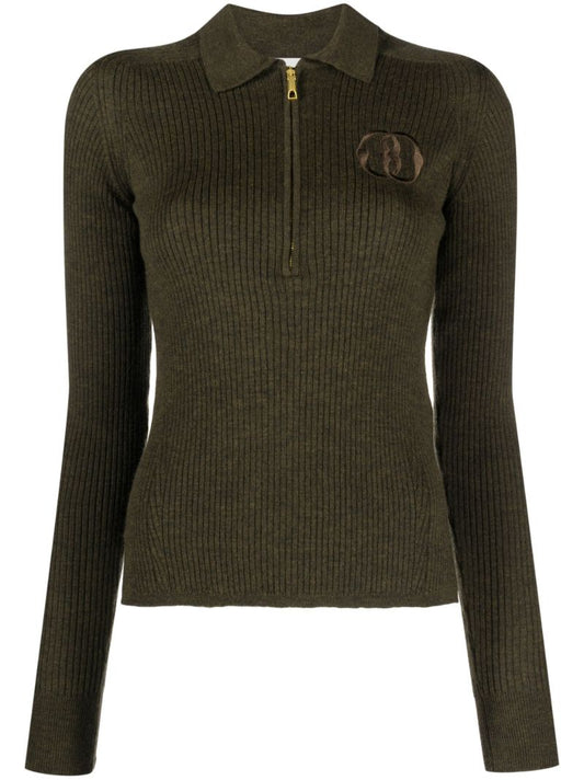 Green Logo-embroidered Merino Sweater