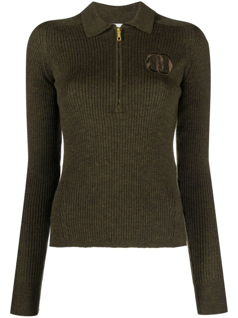 Green Logo-embroidered Merino Sweater