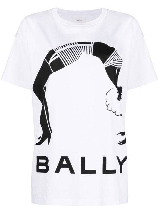 White Graphic Logo Print Cotton T-shirt