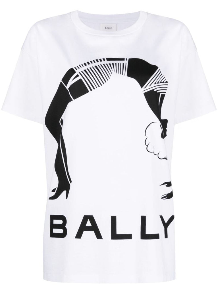 White Graphic Logo Print Cotton T-shirt