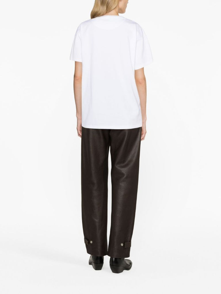 White Graphic Logo Print Cotton T-shirt