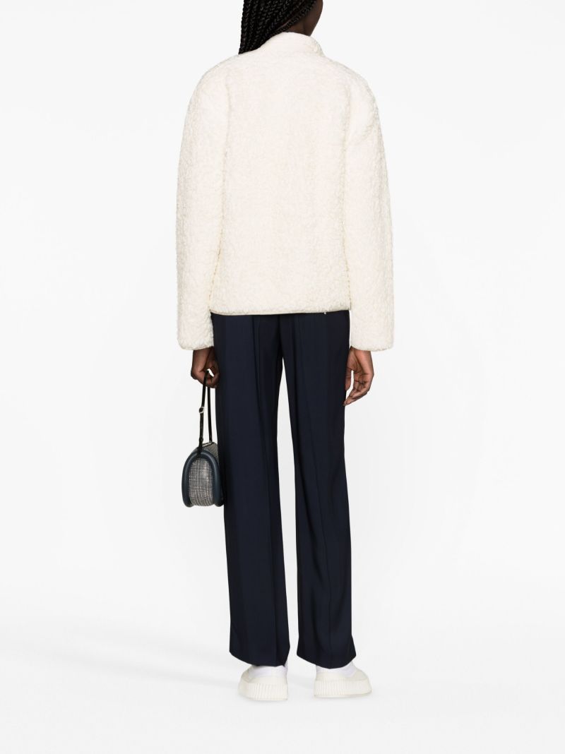 Neutral Shearling Bomber Jacket