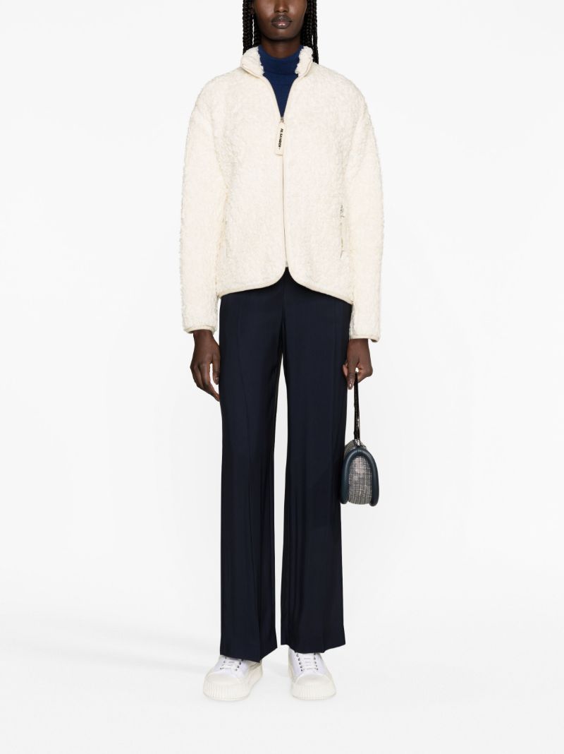 Neutral Shearling Bomber Jacket