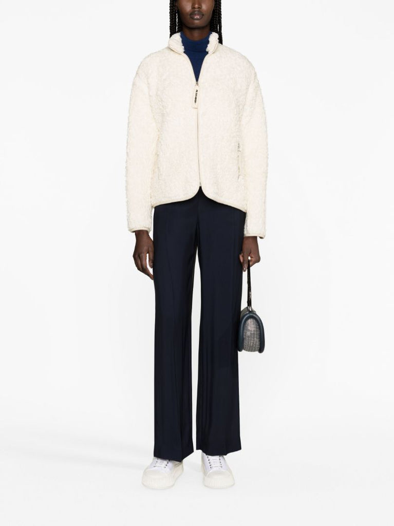 Neutral Shearling Bomber Jacket
