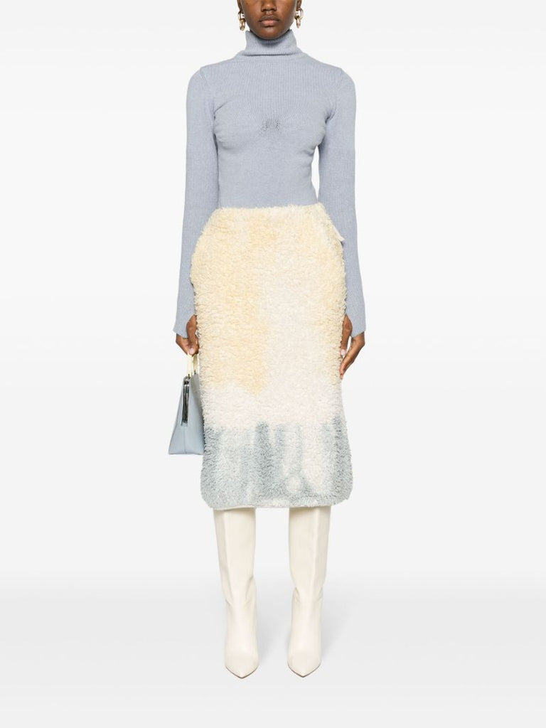 Neutral Tie-dye Fleece Pencil Skirt