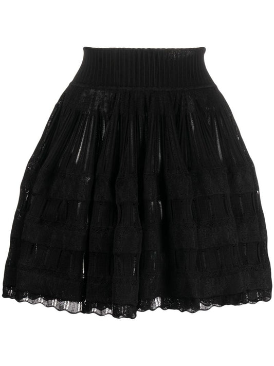 Black A-line High Waisted Mini Skirt