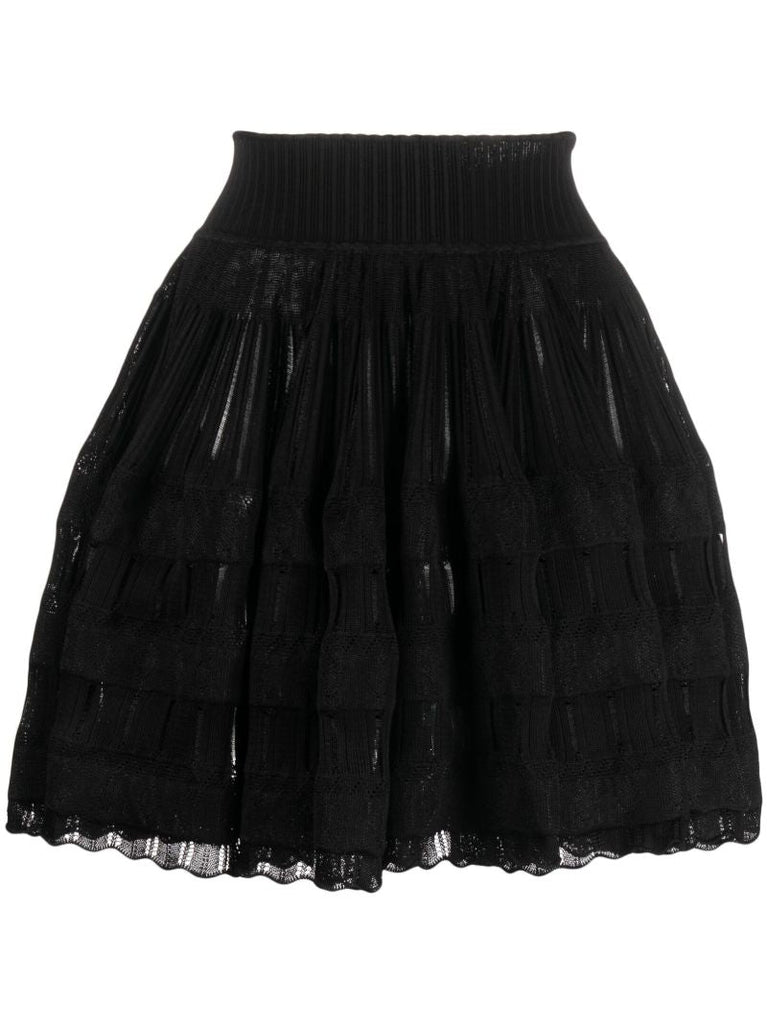 Black A-line High Waisted Mini Skirt