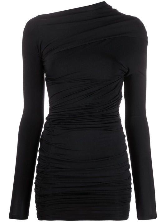 Black Ruched Mini Dress