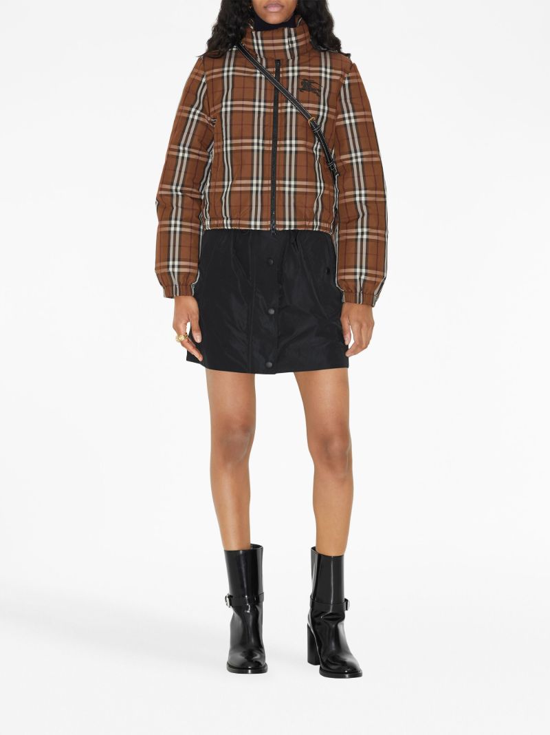 Brown Check-print Padded Jacket