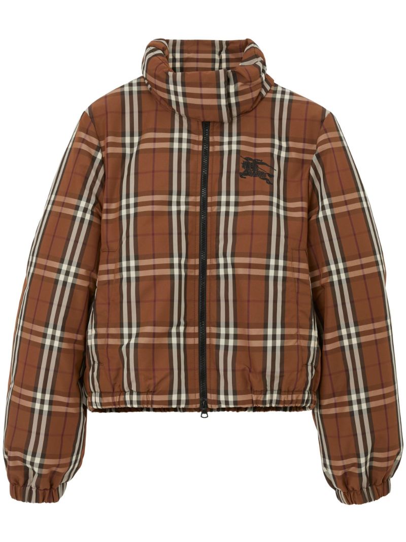Brown Check-print Padded Jacket