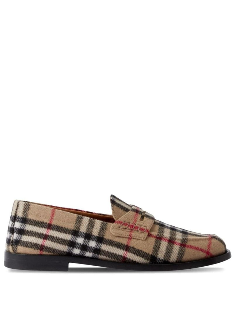 Neutral House Check Wool Loafers