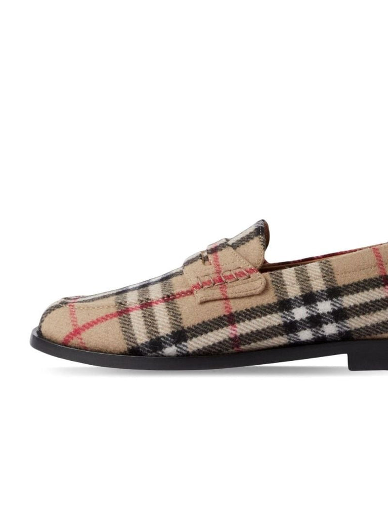 Neutral House Check Wool Loafers