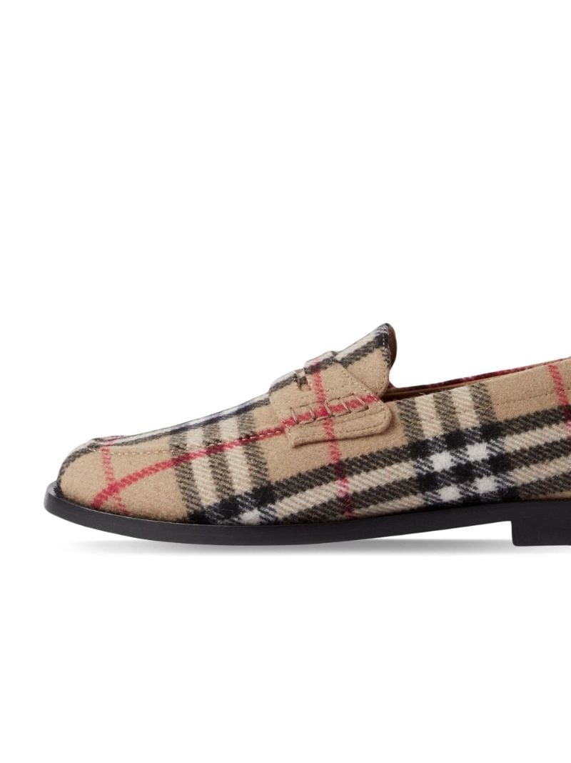 Neutral House Check Wool Loafers