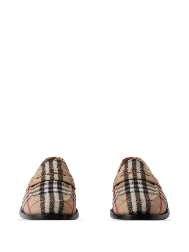 Neutral House Check Wool Loafers