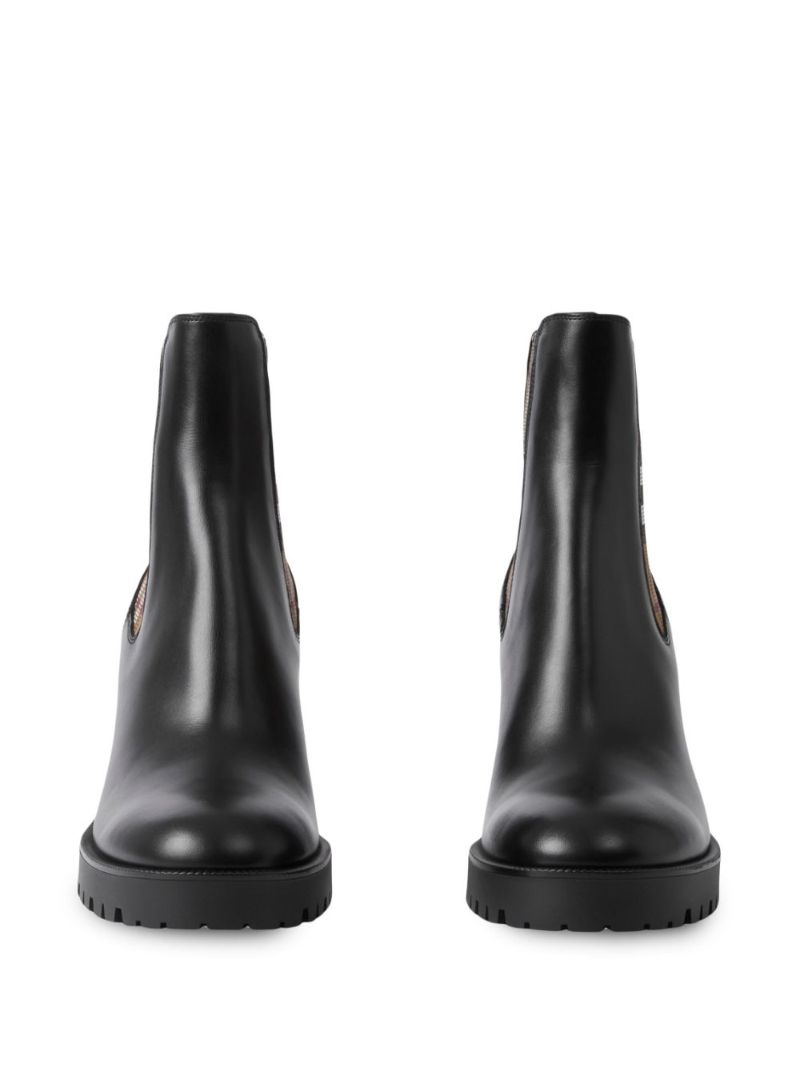 Black Check Panel 70 Leather Ankle Boots