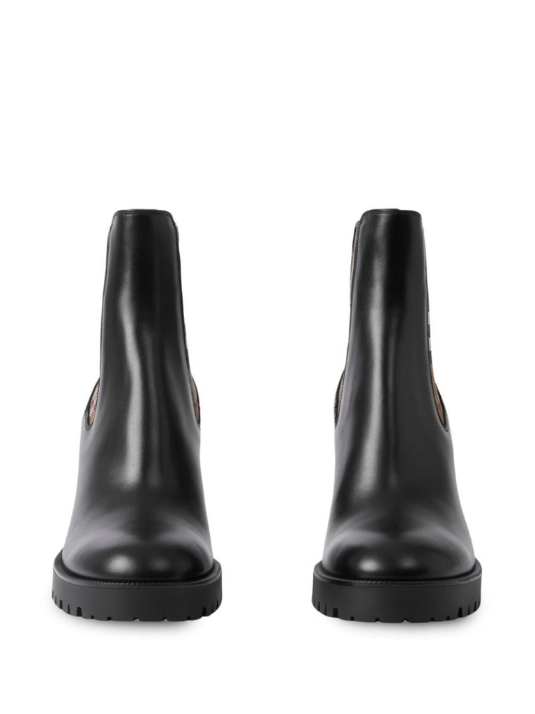 Black Check Panel 70 Leather Ankle Boots