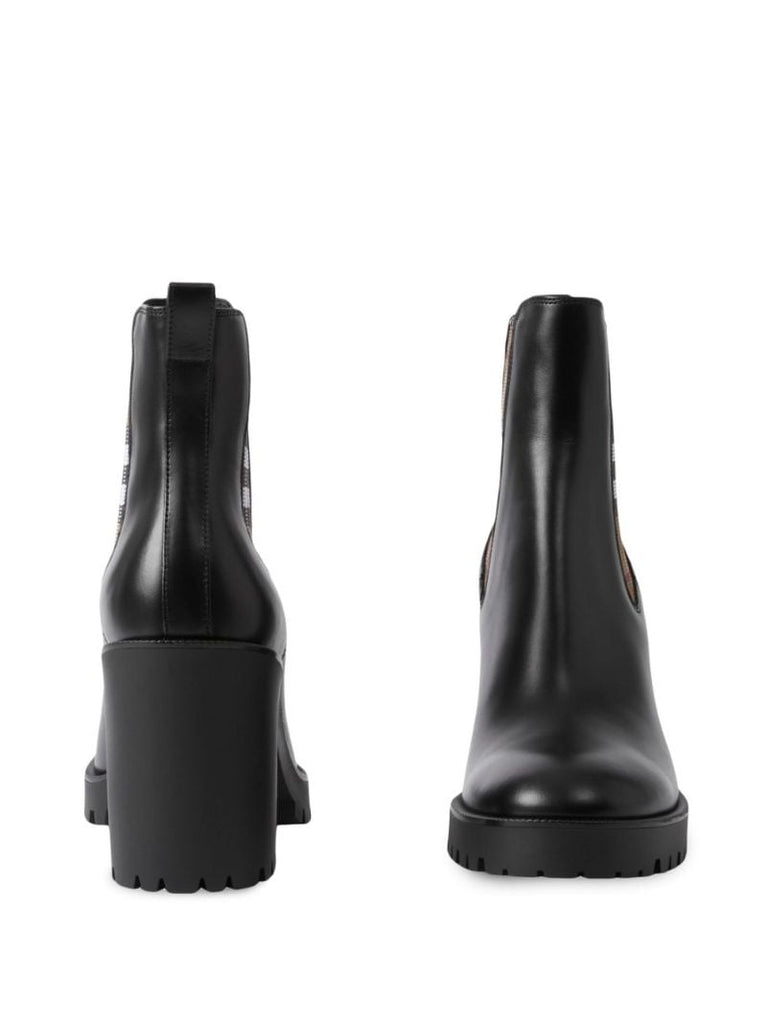 Black Check Panel 70 Leather Ankle Boots