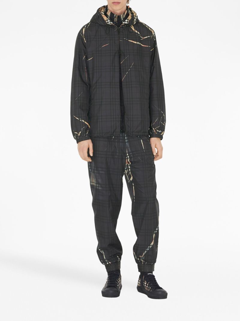 Black Sliced Check Hooded Jacket