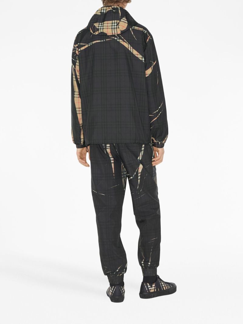 Black Sliced Check Hooded Jacket