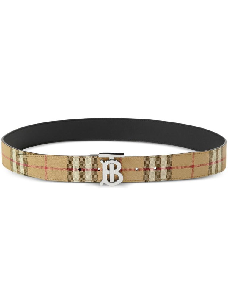 Beige Vintage Check Reversible Belt