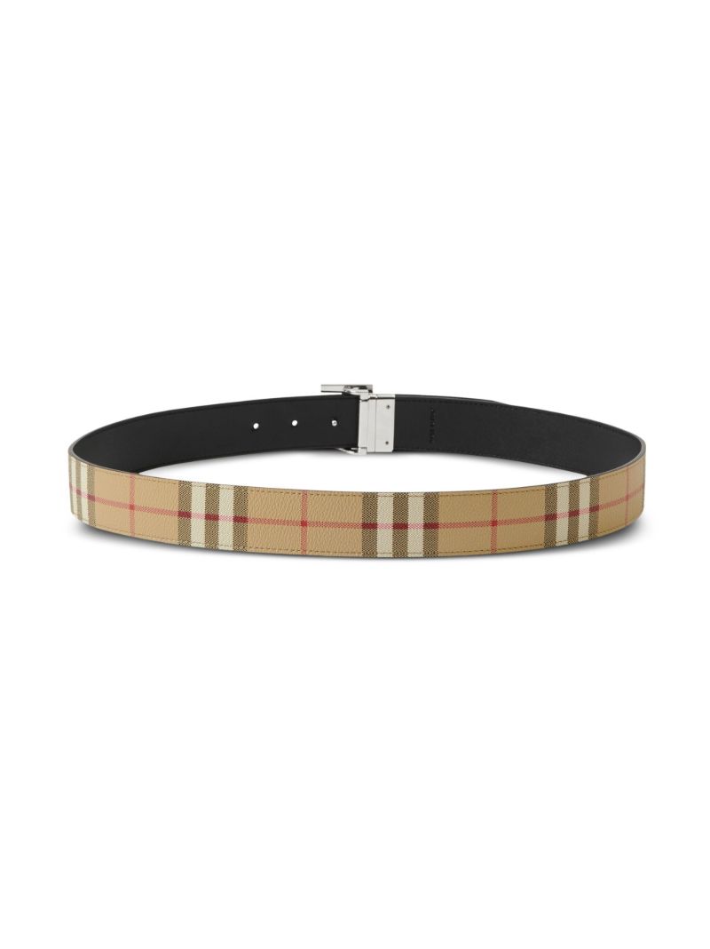 Beige Vintage Check Reversible Belt
